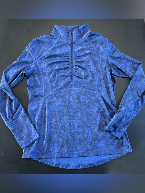 Paradox Tops - Paradox Blue Patterned Half-Zip Training Top